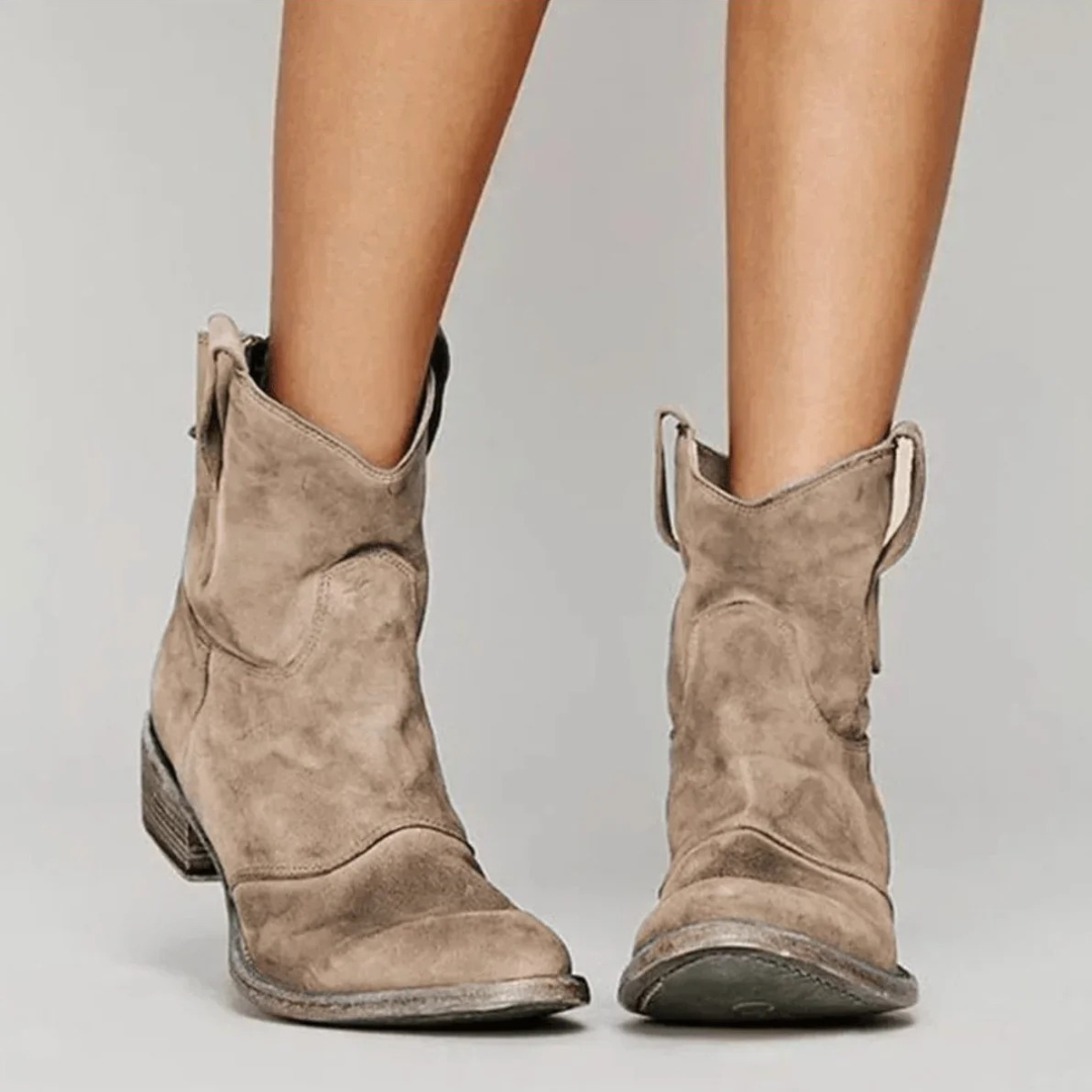 Bottines en Daim Synthétique à Talon pour Femme