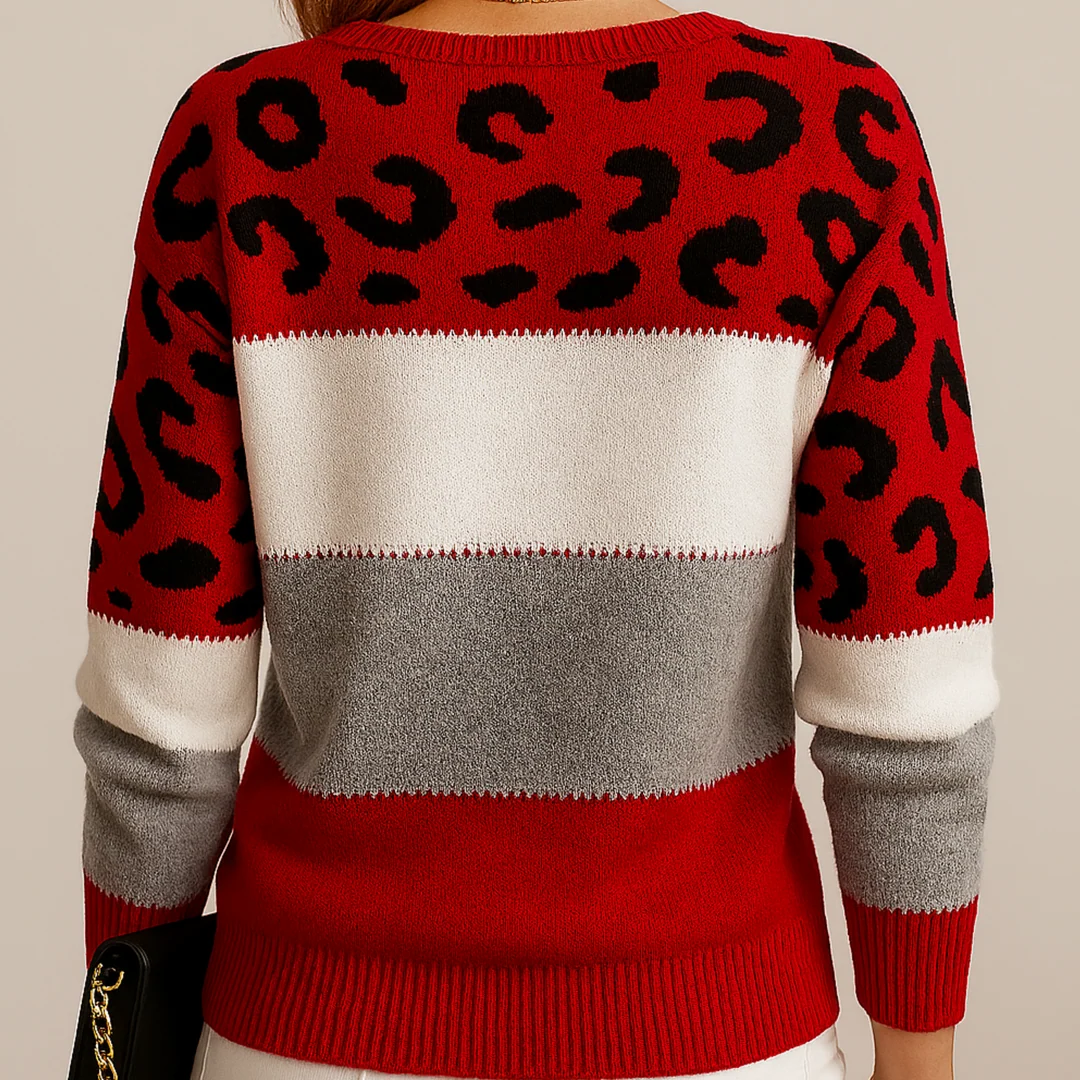 Pull en Maille à Imprimé Léopard pour Femme