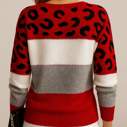 Pull en Maille à Imprimé Léopard pour Femme