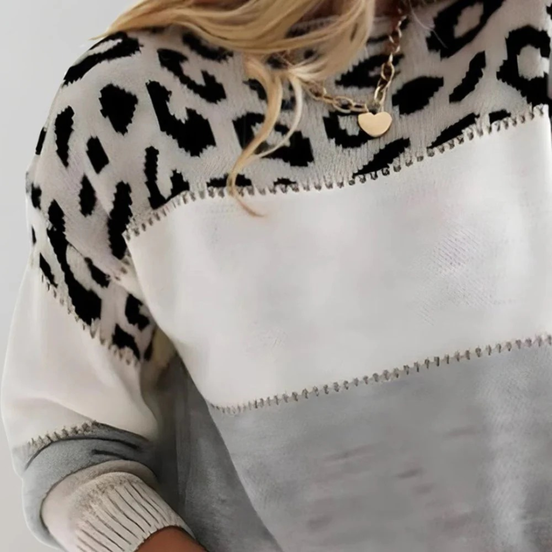 Pull en Maille à Imprimé Léopard pour Femme