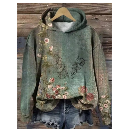 Sweat à Capuche Coupe Oversize en Vert pour Femme