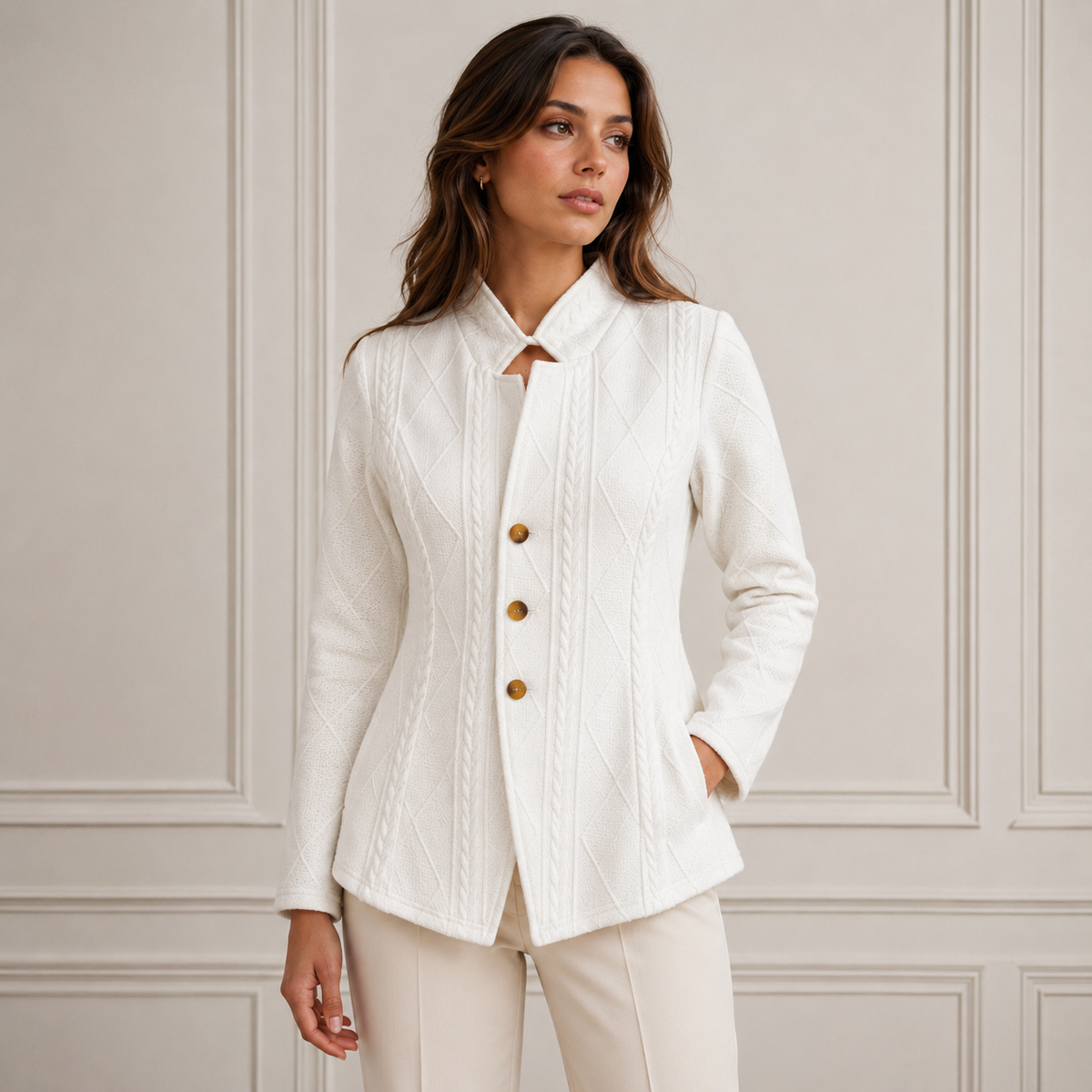 Cardigan à Col Montant pour Femme