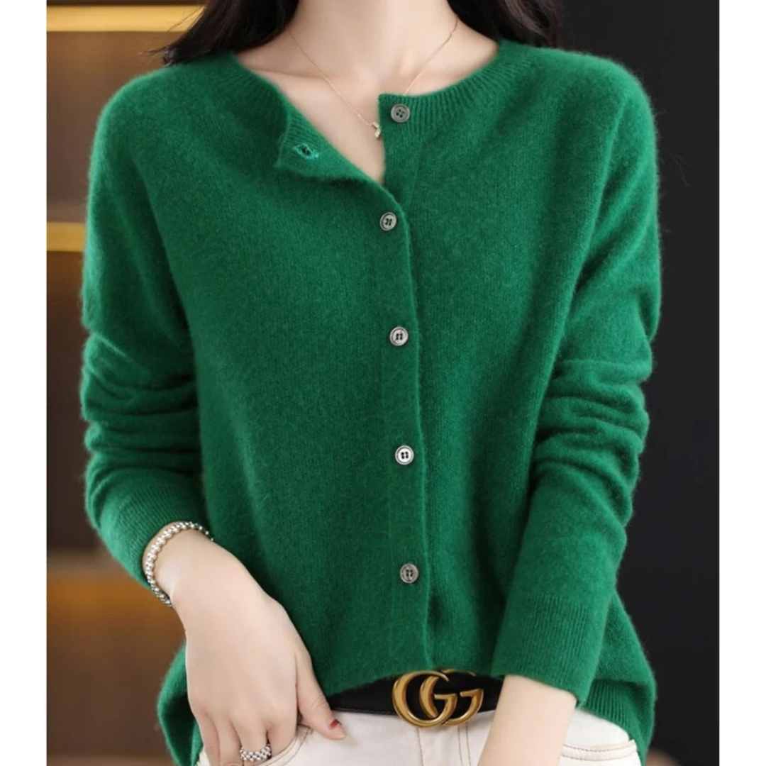 Cardigan Boutonné en Maille Douce pour Femme