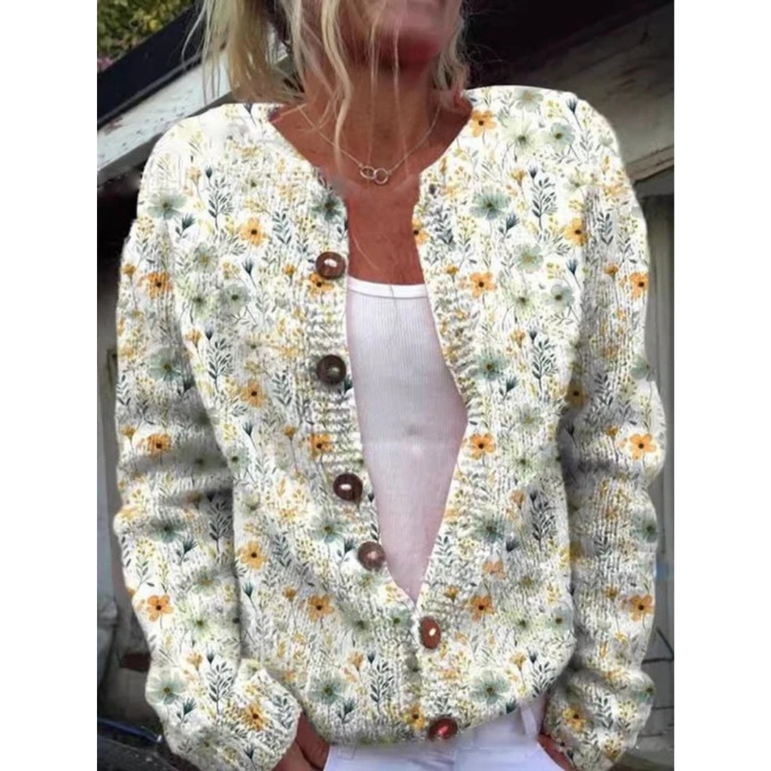 Cardigan à Motif Floral pour Femme