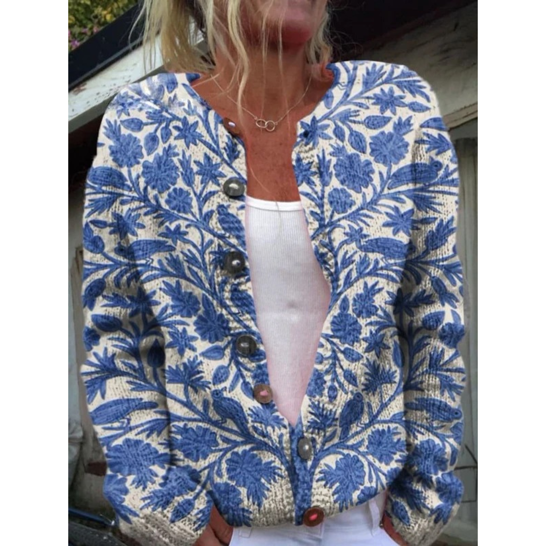 Cardigan à Motif Floral pour Femme