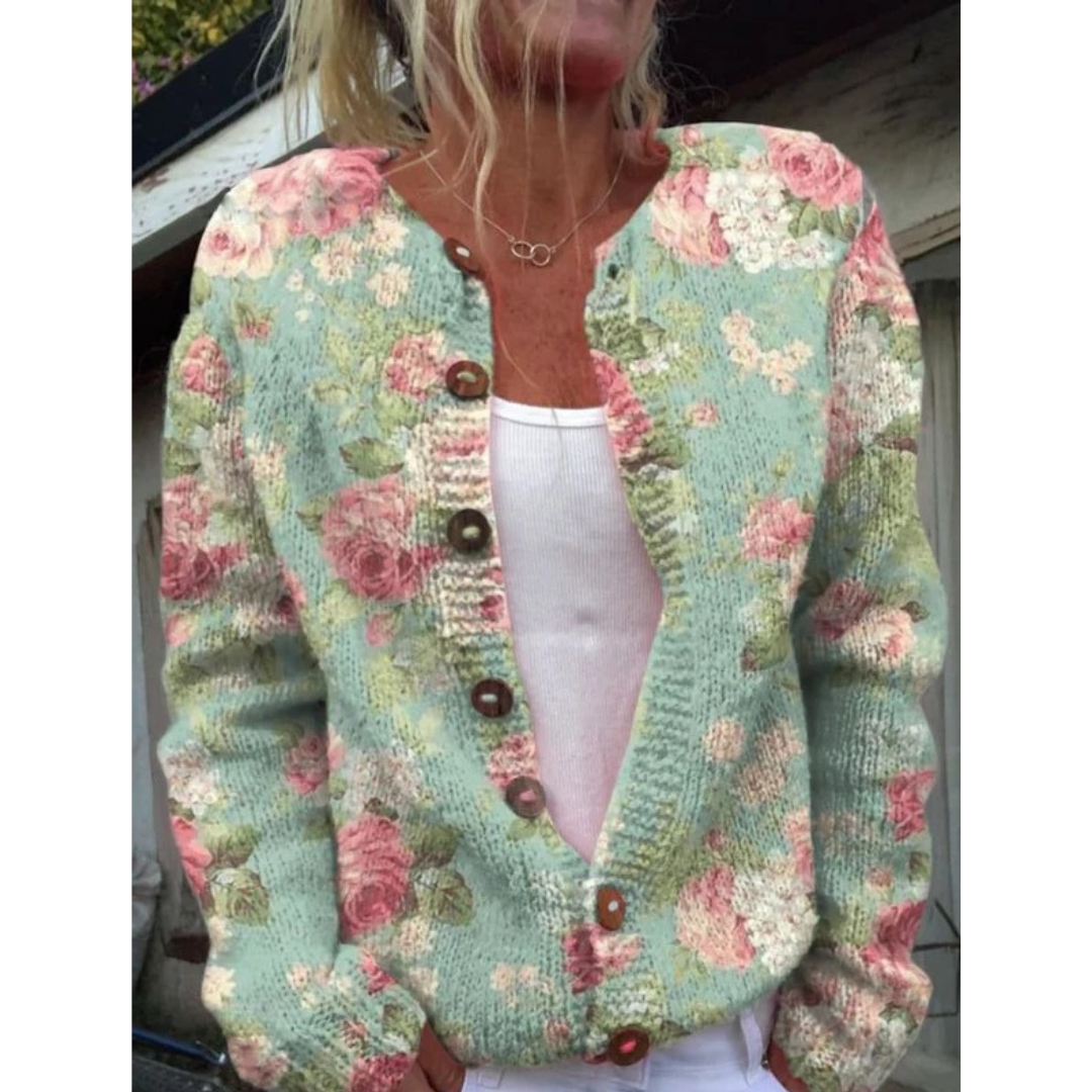 Cardigan à Motif Floral pour Femme