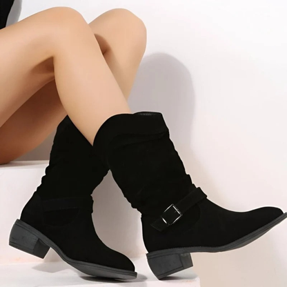 Bottines en Daim Synthétique à Boucle pour Femme