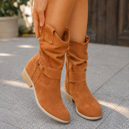 Bottines en Daim Synthétique à Boucle pour Femme