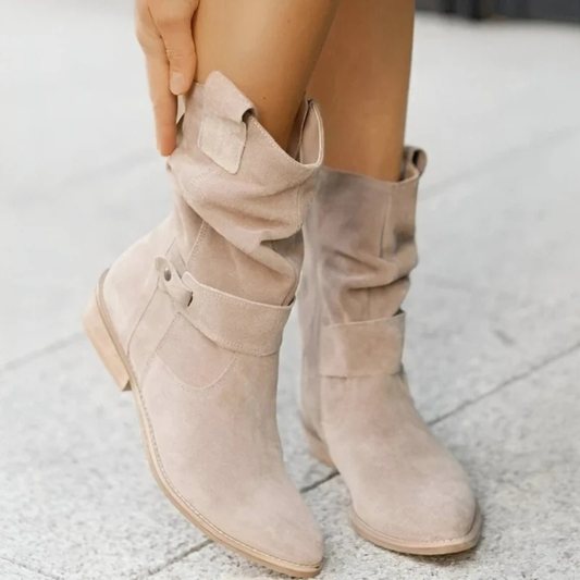 Bottines en Daim Synthétique à Boucle pour Femme