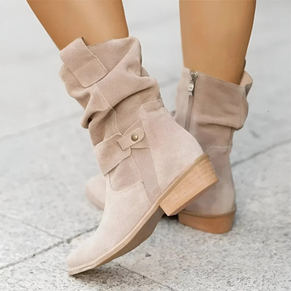 Bottines en Daim Synthétique à Boucle pour Femme
