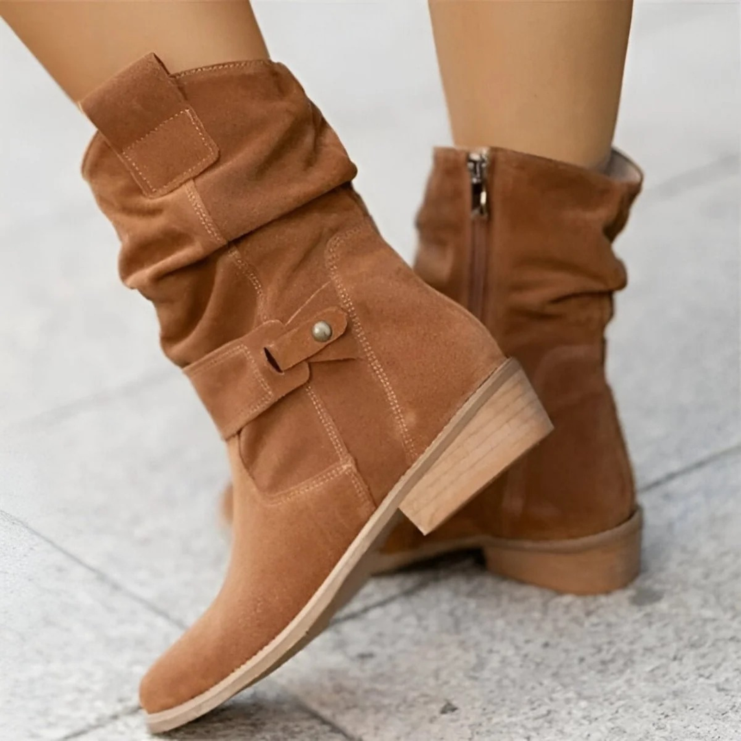 Bottines en Daim Synthétique à Boucle pour Femme
