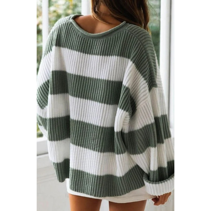 Pull en Maille à Rayures Coupe Oversize pour Femme