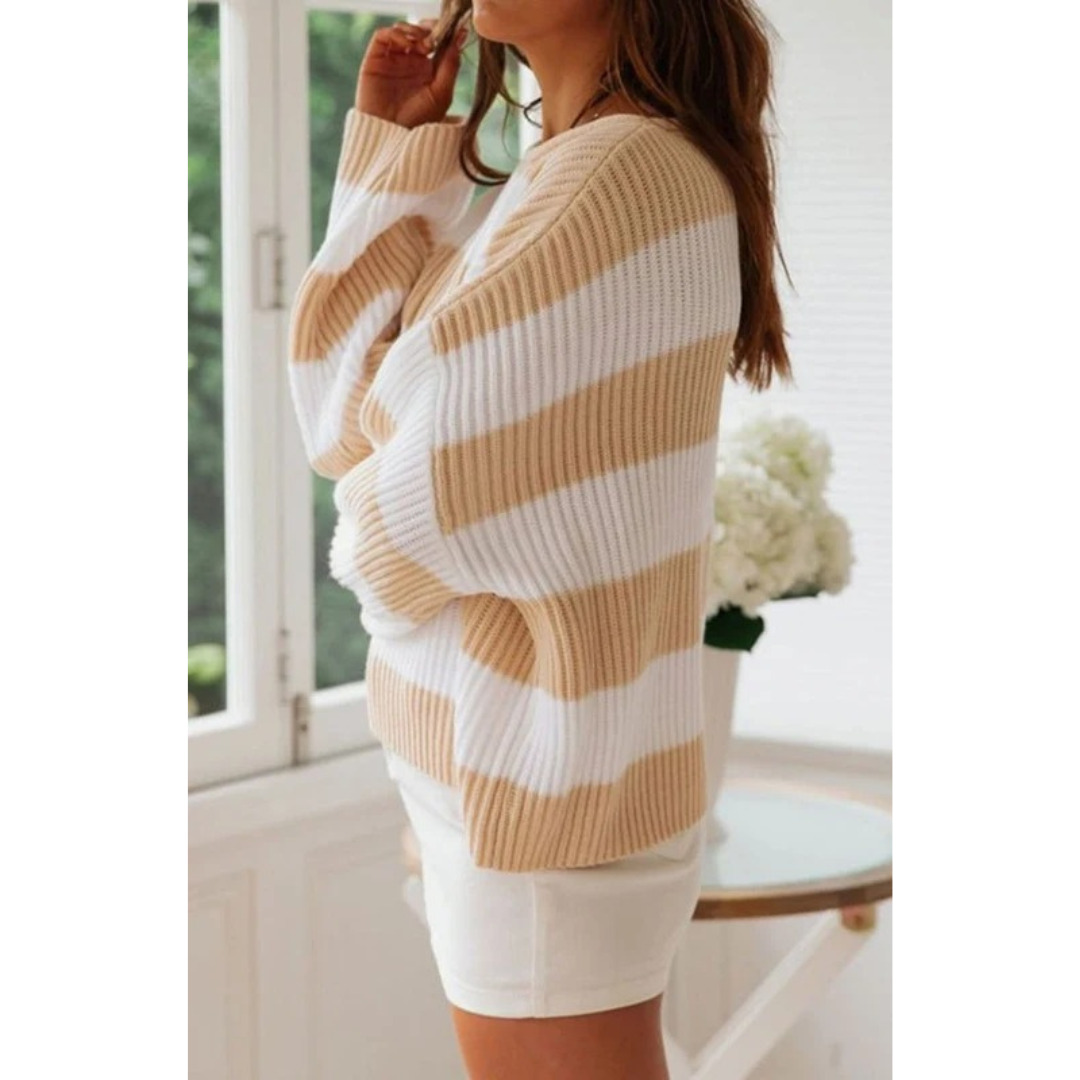 Pull en Maille à Rayures Coupe Oversize pour Femme