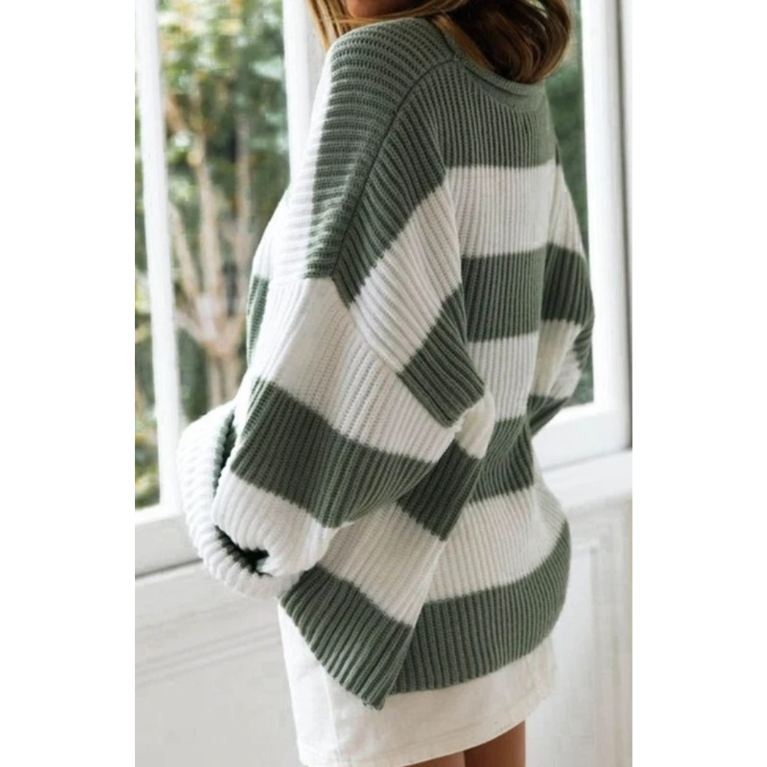 Pull en Maille à Rayures Coupe Oversize pour Femme