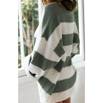 Pull en Maille à Rayures Coupe Oversize pour Femme