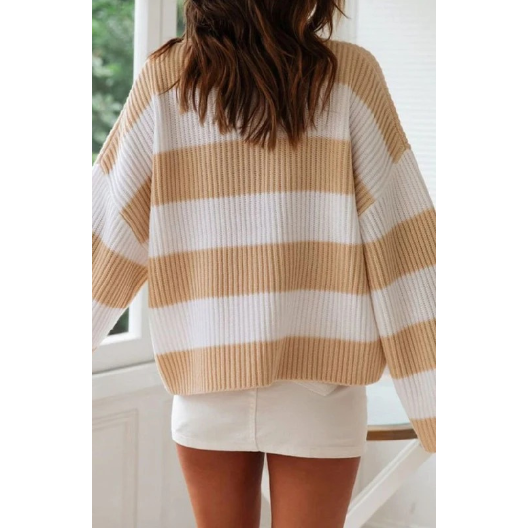 Pull en Maille à Rayures Coupe Oversize pour Femme