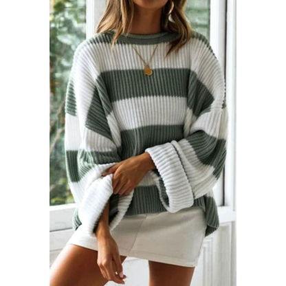 Pull en Maille à Rayures Coupe Oversize pour Femme