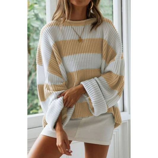 Pull en Maille à Rayures Coupe Oversize pour Femme
