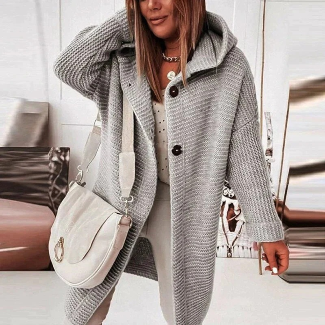 Cardigan à Capuche Boutonné pour Femme