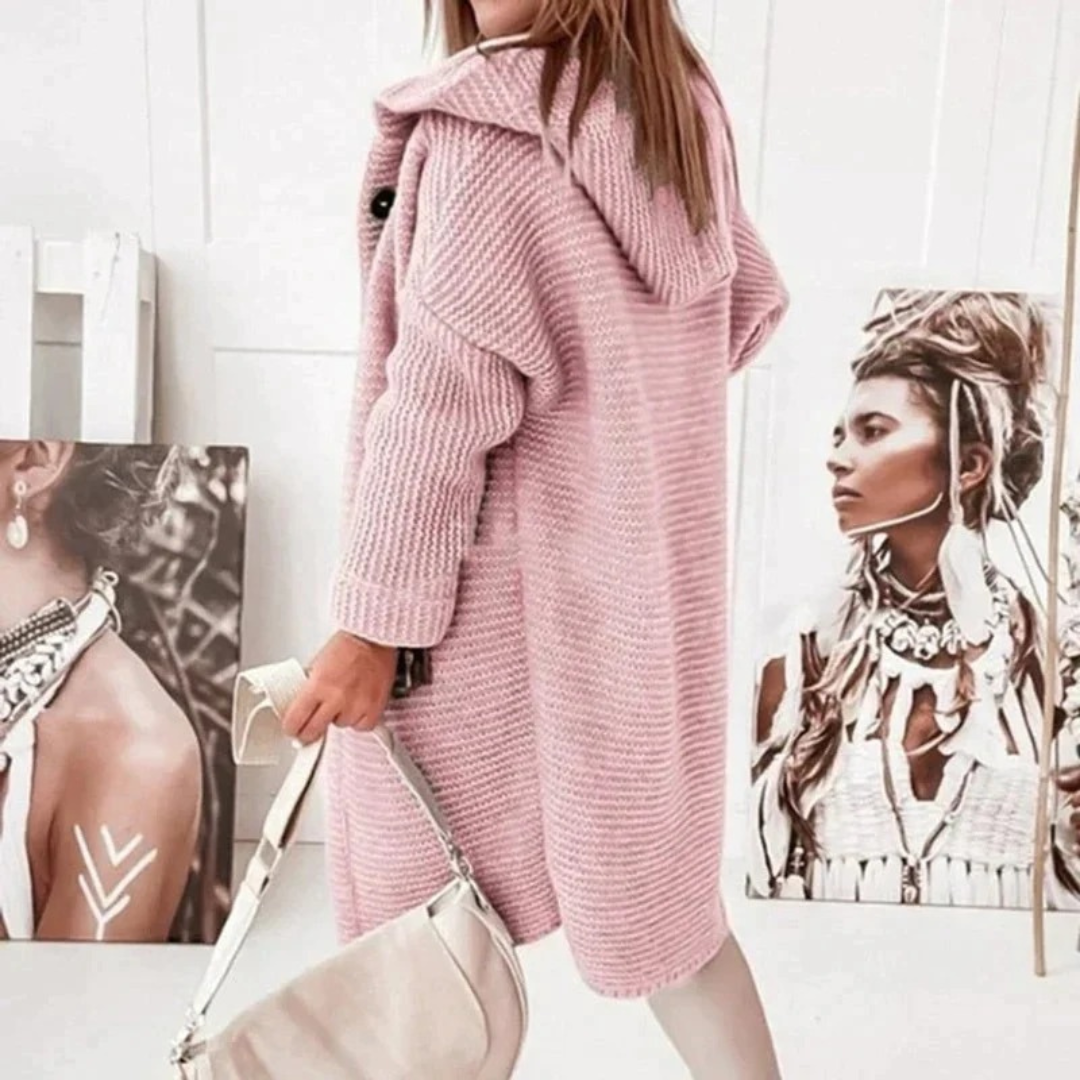 Cardigan à Capuche Boutonné pour Femme