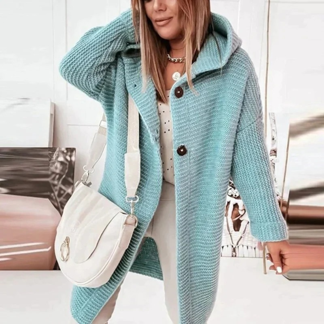 Cardigan à Capuche Boutonné pour Femme