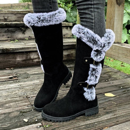 Bottes d’Hiver à Boucle à Tige Haute pour Femme