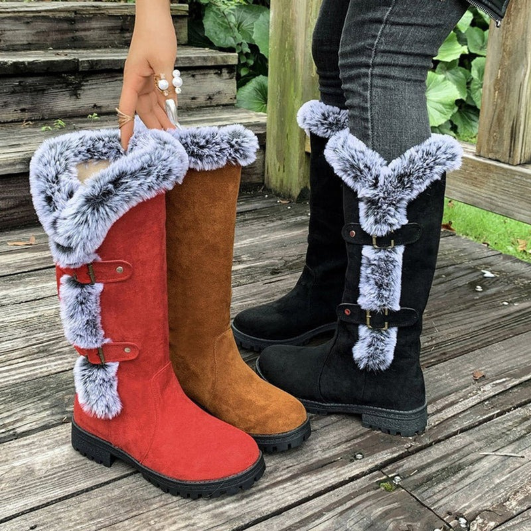 Bottes d’Hiver à Boucle à Tige Haute pour Femme