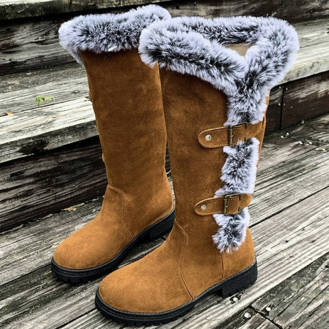 Bottes d’Hiver à Boucle à Tige Haute pour Femme