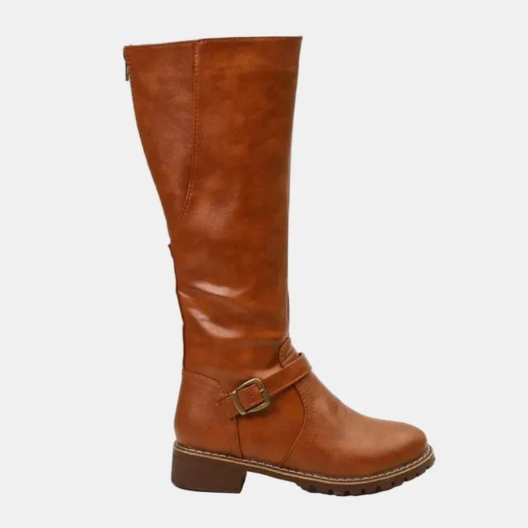 Bottes à Fermeture Éclair à Boucle pour Femme
