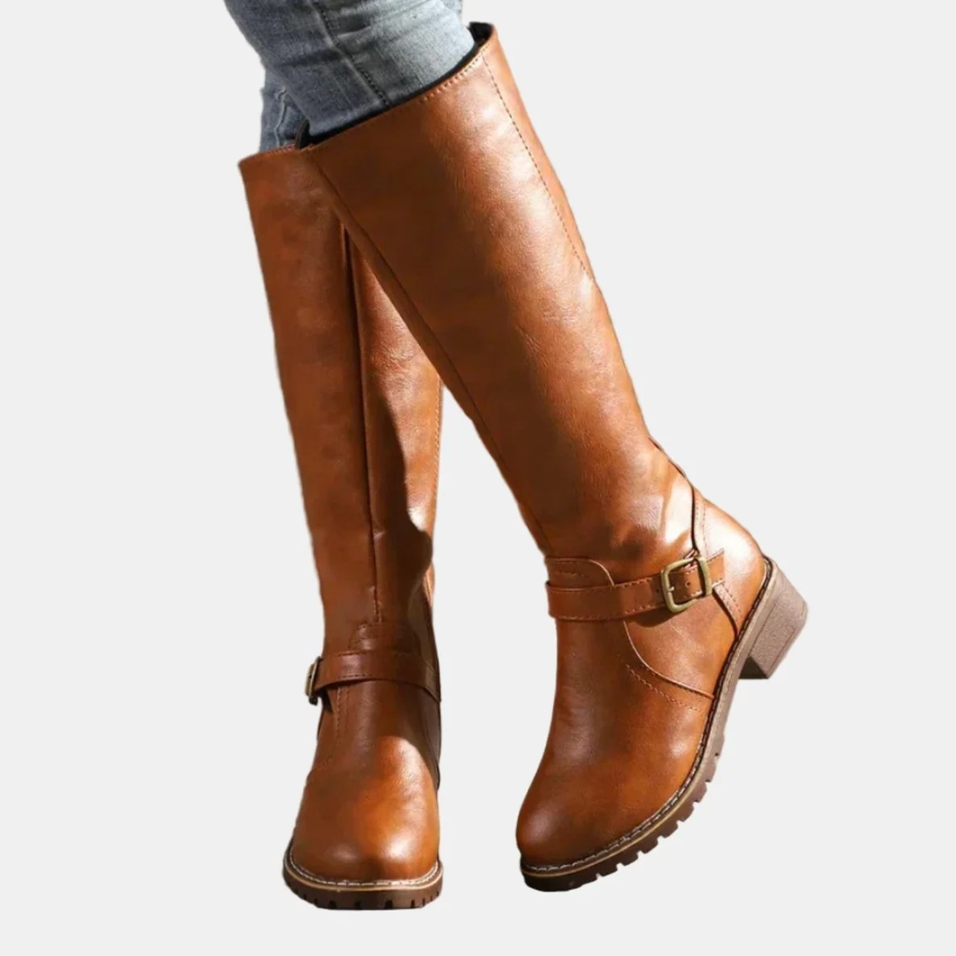Bottes à Fermeture Éclair à Boucle pour Femme