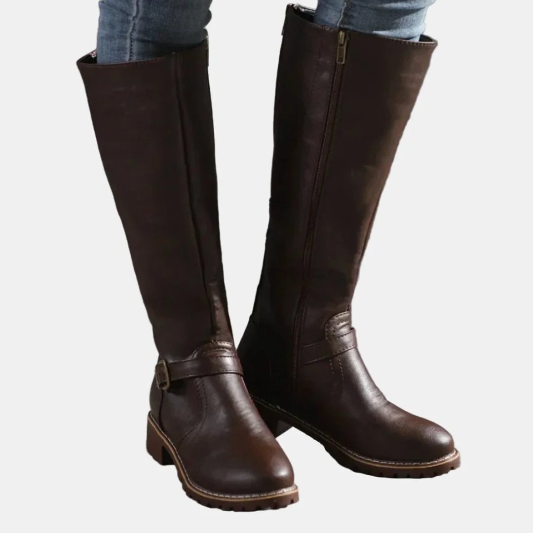 Bottes à Fermeture Éclair à Boucle pour Femme