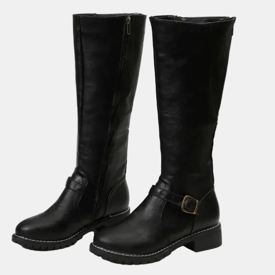 Bottes à Fermeture Éclair à Boucle pour Femme