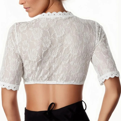 Blouse de Dirndl — Finitions côtelées aux bords pour Femme