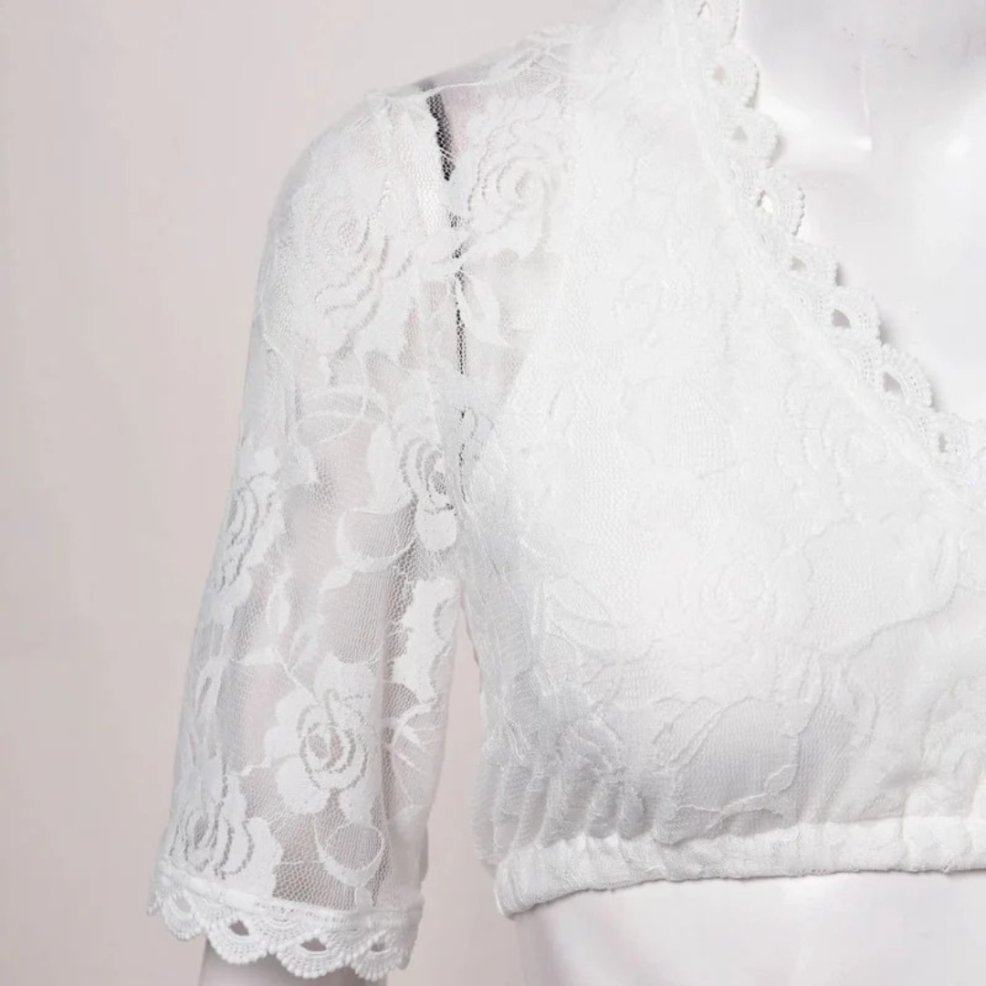 Blouse de Dirndl — Finitions côtelées aux bords pour Femme