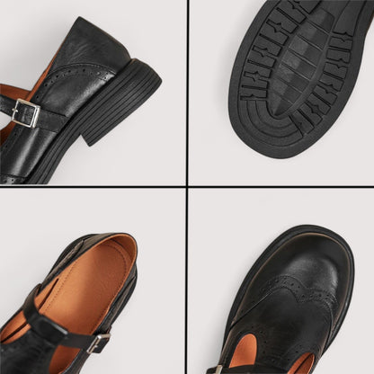 Mary Jane à Bride en T et Perforations Brogue pour Femme