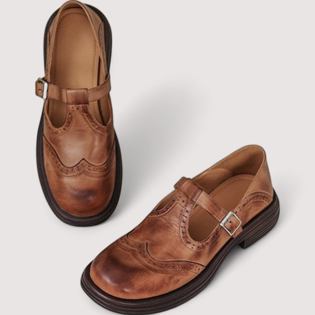 Mary Jane à Bride en T et Perforations Brogue pour Femme