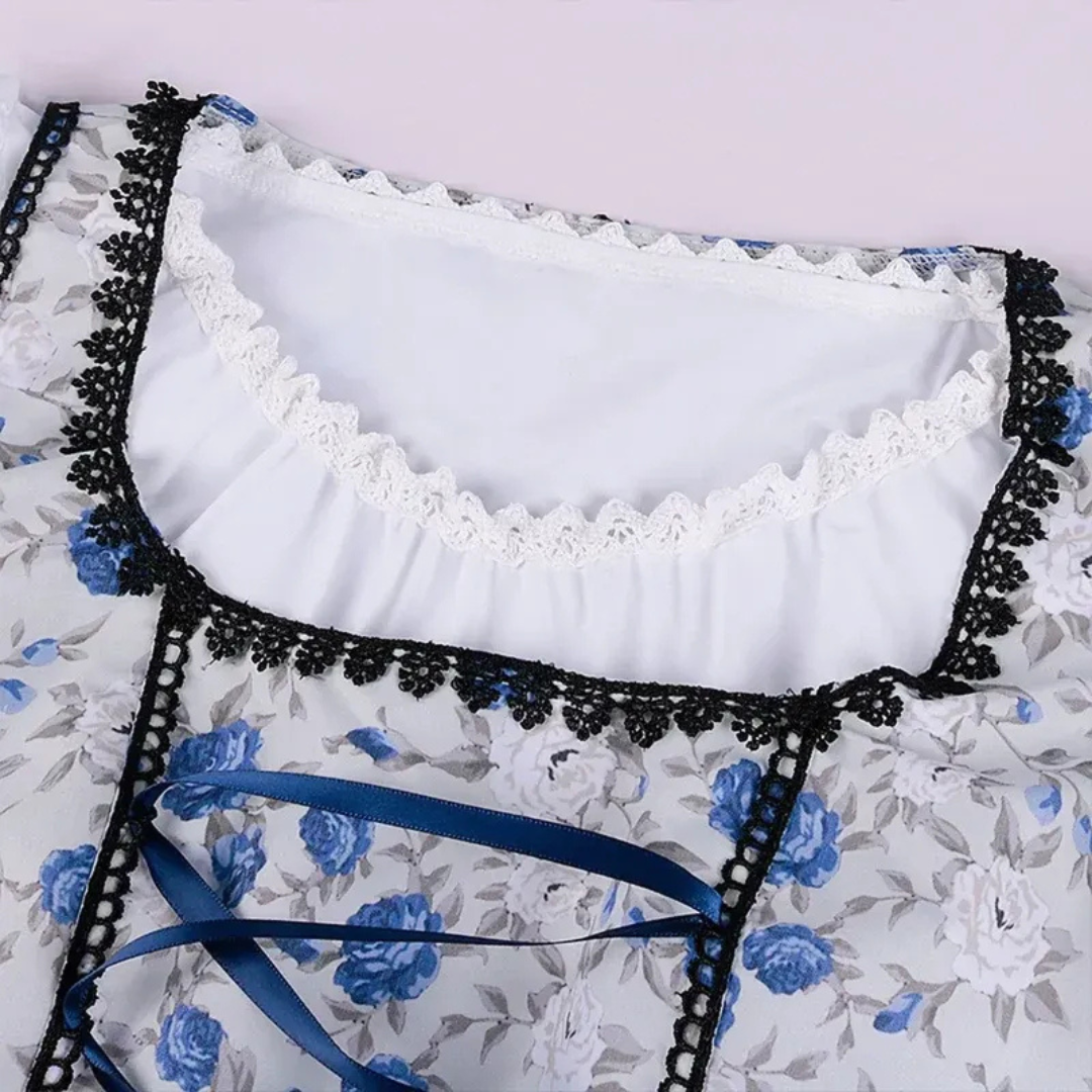Dirndl avec Tablier en Bleu pour Femme