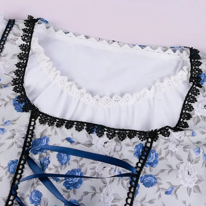 Dirndl avec Tablier en Bleu pour Femme