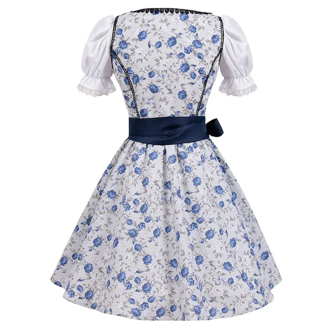 Dirndl avec Tablier en Bleu pour Femme