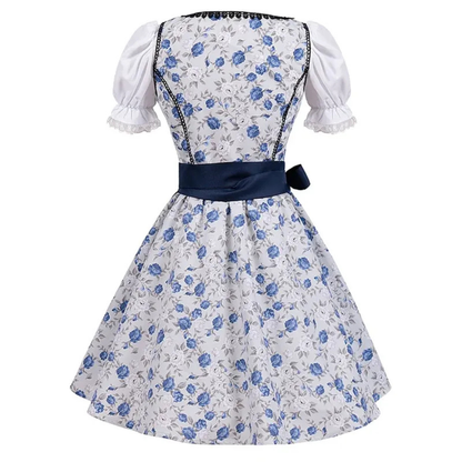 Dirndl avec Tablier en Bleu pour Femme
