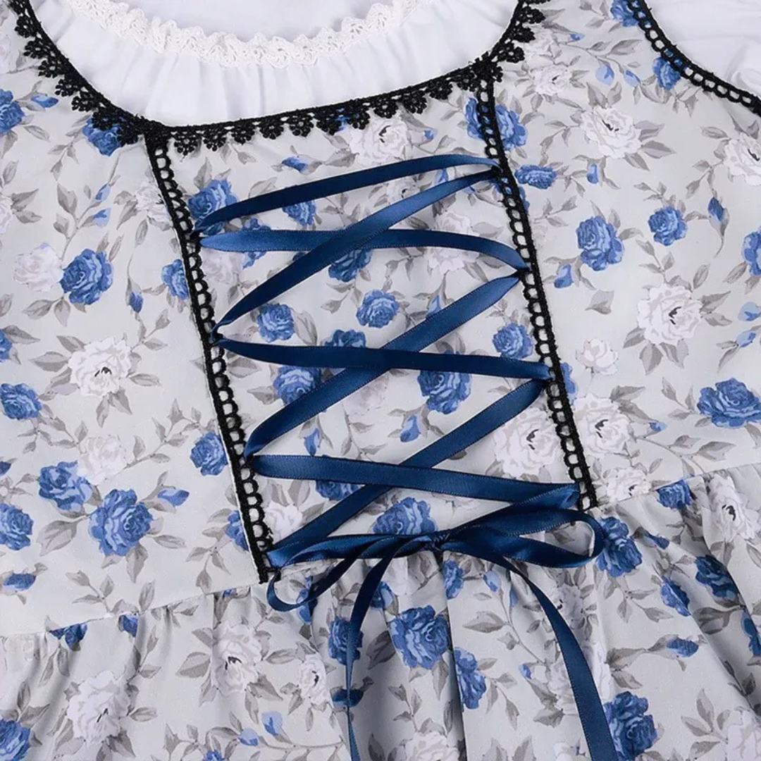 Dirndl avec Tablier en Bleu pour Femme