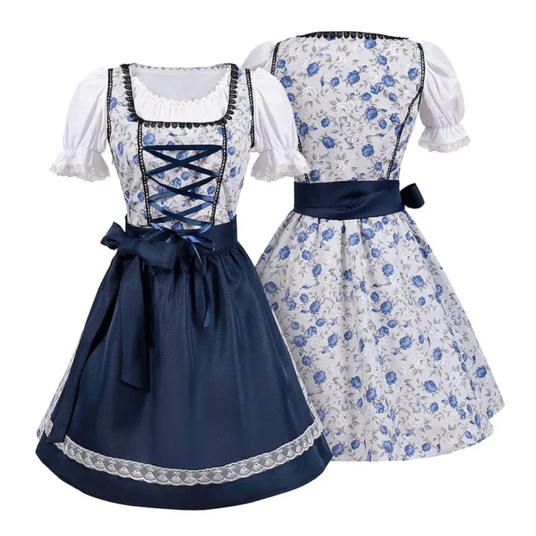 Dirndl avec Tablier en Bleu pour Femme