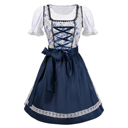 Dirndl avec Tablier en Bleu pour Femme