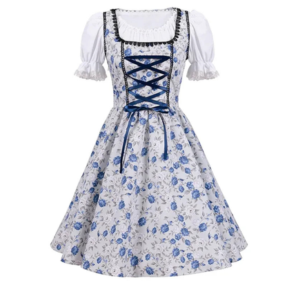 Dirndl avec Tablier en Bleu pour Femme