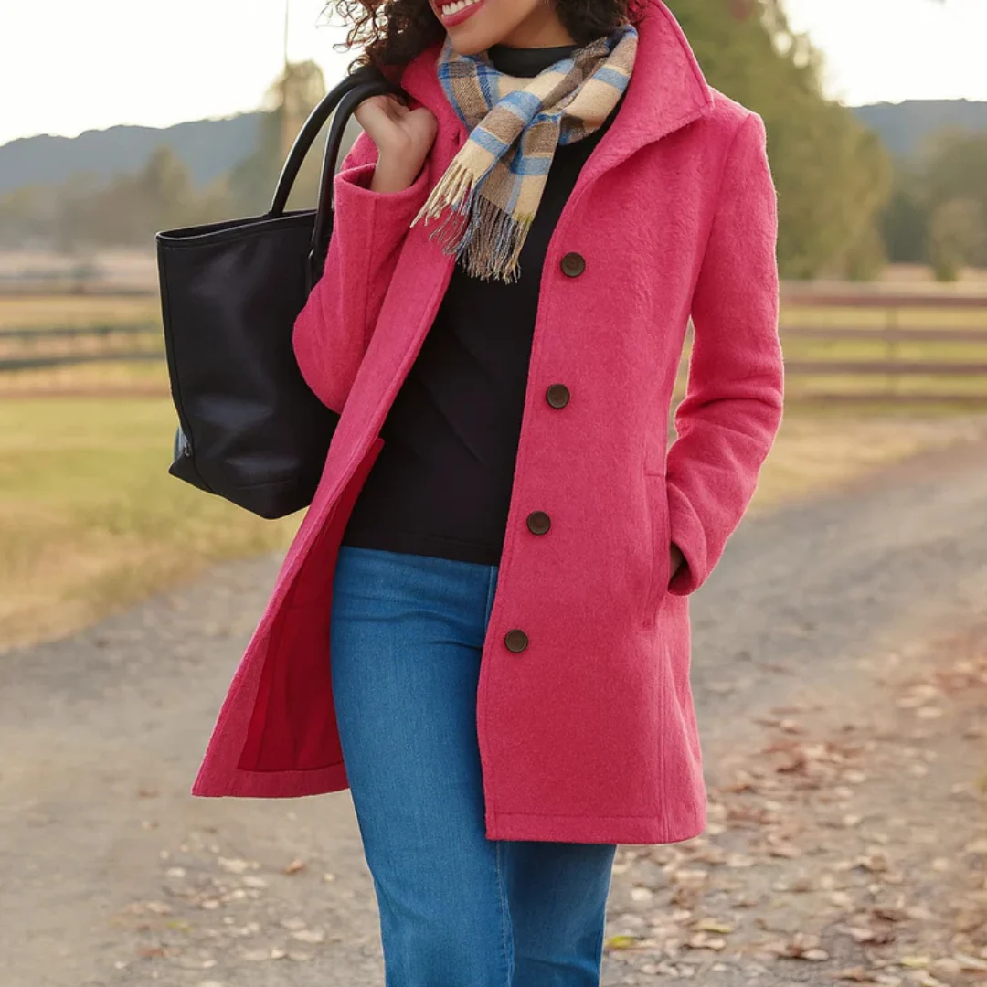 Trench-Coat Boutonné Long pour Femme