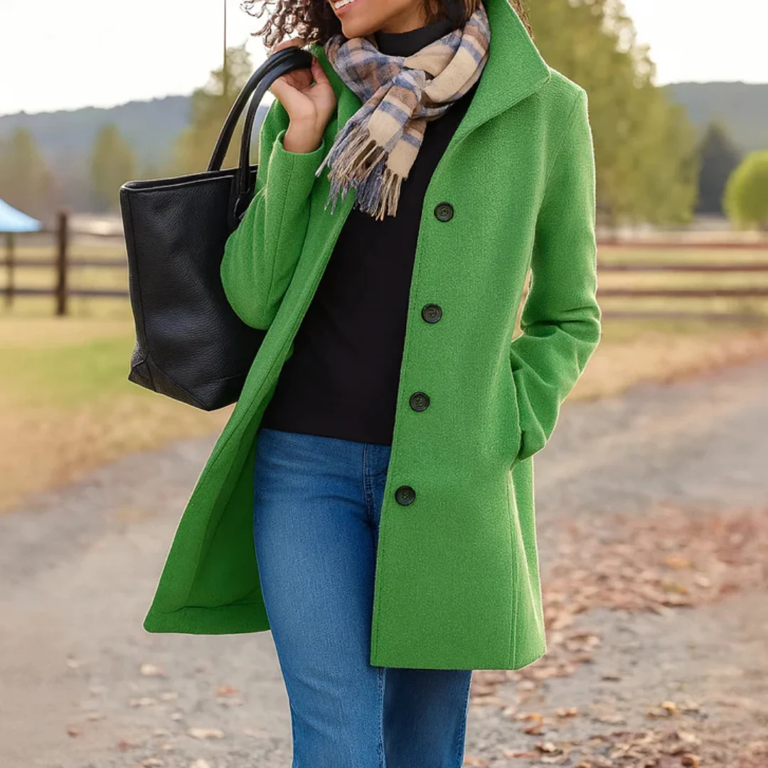 Trench-Coat Boutonné Long pour Femme