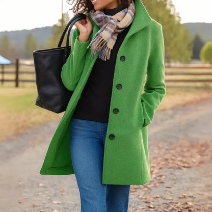 Trench-Coat Boutonné Long pour Femme
