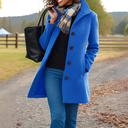 Trench-Coat Boutonné Long pour Femme