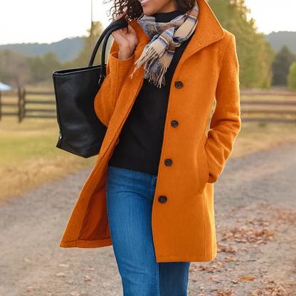 Trench-Coat Boutonné Long pour Femme