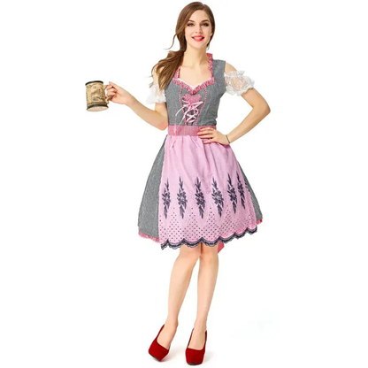 Dirndl à Volants en Rose pour Femme